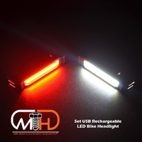 Set USB Rechargeable LED Bike Front Light headlight lamp Bar rear Tail Wide Beam thumbnail
