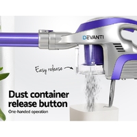 Devanti Stick Vacuum Cleaner Cordless HEPA Filter Purple 150W thumbnail