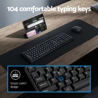 Wireless Keyboard and Mouse Combo Bluetooth Set for PC Laptop Phone Tablet 104 Keys Black thumbnail