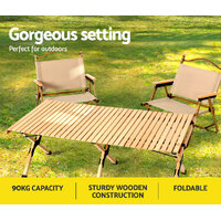 Gardeon Outdoor Furniture Wooden Egg Roll Picnic Table Camping Desk 120CM thumbnail