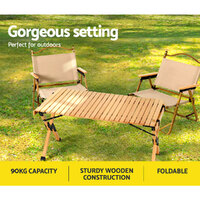 Gardeon Outdoor Furniture Wooden Egg Roll Picnic Table Camping Desk 90CM thumbnail