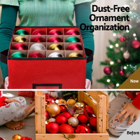 Jingle Jollys Christmas Baubles Storage Box 64 Dividers Xmas Ornaments Container thumbnail