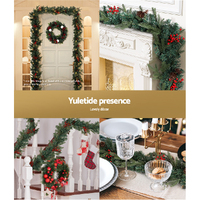Jingle Jollys 2.4m Christmas Garland with LED Lights Decorations Xmas Party thumbnail