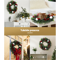 Jingle Jollys 2FT 60CM Christmas Wreath with Decor Xmas Tree Decoration thumbnail
