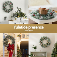 Jingle Jollys 60cm Christmas Wreath LED Lights Snowy Berries Garland Party Decor thumbnail