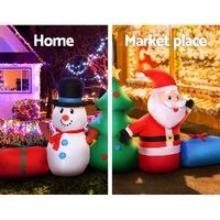 Jingle Jollys Christmas Inflatable Tree Snowman 2.7M Illuminated Decorations thumbnail