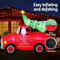 Jingle Jollys Christmas Inflatable Santa Truck 1.6M Height LED Decorations Illuminated thumbnail
