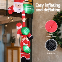 Jingle Jollys Christmas Inflatable Climbing Santa 2.5M Height LED Decorations Illuminated thumbnail