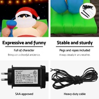 Jingle Jollys Christmas Inflatable Santa Bench 1.8M LED Illuminated Decorations thumbnail
