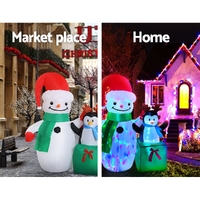 Jingle Jollys Christmas Inflatable Snowman 1.8M Illuminated Decorations thumbnail