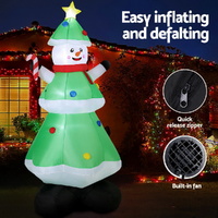 Jingle Jollys Christmas Inflatable Snowman Tree 2.75M Height LED Decorations Illuminated thumbnail