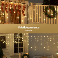160 LED 6M Christmas Lights Icicle Light Solar Warm Jingle Jollys thumbnail