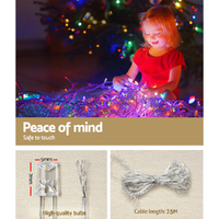 12.5M Christmas Lights Solar Icicle String Light Multi Colour Jingle Jollys thumbnail