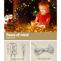 12.5M Christmas Lights Solar Icicle String Light Warm White Jingle Jollys thumbnail