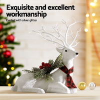 Jingle Jollys Christmas Reindeer 32cm Glitter Deer Ornaments Party Decorations thumbnail