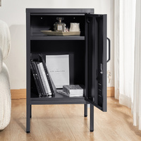 Artiss Bedside Table Metal Cabinet - Black thumbnail