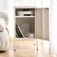 Artiss Bedside Table Metal Cabinet - White thumbnail