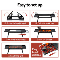 Grillz Charcoal BBQ Grill Smoker Portable Barbecue Outdoor Foldable Camping thumbnail