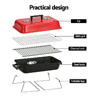 Grillz Charcoal BBQ Portable Grill Camping Barbecue Outdoor Cooking Smoker thumbnail