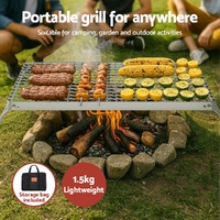 Grillz Portable BBQ Grill Charcoal Smoker Foldable Camping Outdoor thumbnail