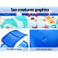 Bestway Kids Pool 213x155x132cm Inflatable Swimming w/ Canopy Play Pools 282L thumbnail