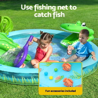 Bestway Kids Inflatable Splash Play Pool with Slide Ball Crocodile Fishing Net thumbnail