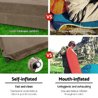 Weisshorn Self Inflating Mattress 10CM Camping Sleeping Mat Air Double Coffee thumbnail