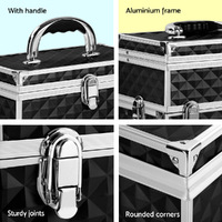 Embellir Portable Cosmetic Beauty Makeup Carry Case with Mirror - Diamond Black thumbnail