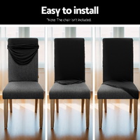 Artiss Dining Chair Covers 6x Slipcovers Spandex Stretch Banquet Wedding Black thumbnail