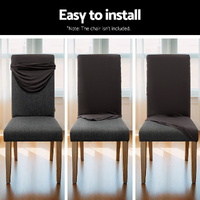 Artiss Dining Chair Covers 6x Slipcovers Spandex Stretch Banquet Party Dark Grey thumbnail