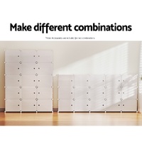 Artiss Shoe Rack Storage Cabinet DIY 15 Storage Cube Stackable White thumbnail