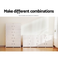 Artiss Shoe Box DIY Set of 8 Storage Cube Stackable White thumbnail