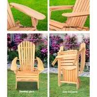 Gardeon Adirondack Outdoor Chairs Wooden Beach Chair Patio Furniture Garden Natural thumbnail
