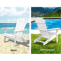 Gardeon Adirondack Outdoor Chairs Wooden Foldable Beach Chair Patio Furniture White thumbnail