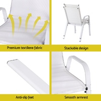 Gardeon 2PC Outdoor Dining Chairs Stackable Lounge Chair Patio Furniture White thumbnail