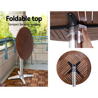 Gardeon Outdoor Bar Table Wooden Cafe Table Aluminium Pole Round thumbnail
