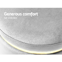 Artiss Ottoman Foot Stool Round Velvet Grey thumbnail