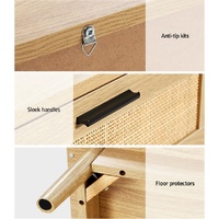 Artiss Rattan Bedside Table 2 Drawers Wood - RIE Oak thumbnail