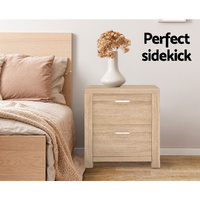 Artiss Bedside Table 2 Drawers - MAXI Pine thumbnail
