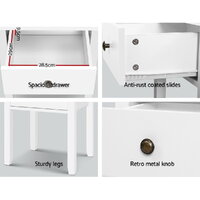 Artiss Bedside Table 1 Drawer - BOW White thumbnail