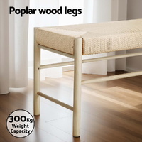 Artiss Dining Bench Paper Rope Seat Wooden Chair 100cm thumbnail