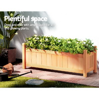 Green Fingers Garden Bed 90x30x33cm Wooden Planter Box Raised Container Growing thumbnail