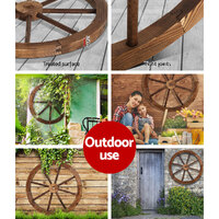 Gardeon Garden Decor Outdoor Ornament 2X Wooden Wagon Wheel thumbnail