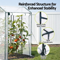 Green Fingers Mini Greenhouse PE Cover Green House Roll-Up Zippered Door 1.0x0.8x1.5M thumbnail