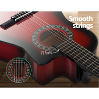 Alpha 34 Inch Classical Guitar Wooden Body Nylon String w/ Stand Beignner Red thumbnail