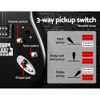 Alpha 41 Inch Electirc Guitar Humbucker Pickup Switch Full Size Black thumbnail