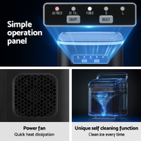 Devanti Ice Maker Machine Portable 12kg Countertop w/Self Cleaning 1.3L Black thumbnail