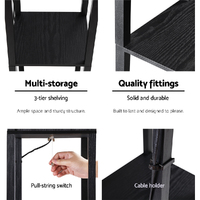 Artiss Floor Lamp 3 Tier Shelf Shelf Storage LED Light Stand Home Room Vintage Black thumbnail