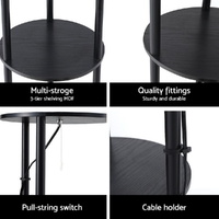 Artiss Floor Lamp 3 Tier Shelf Storage LED Light Stand Home Room Vintage Round thumbnail