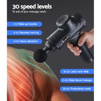 Everfit Massage Gun 30 Speed 6 Heads Vibration Muscle Massager Chargeable Black thumbnail